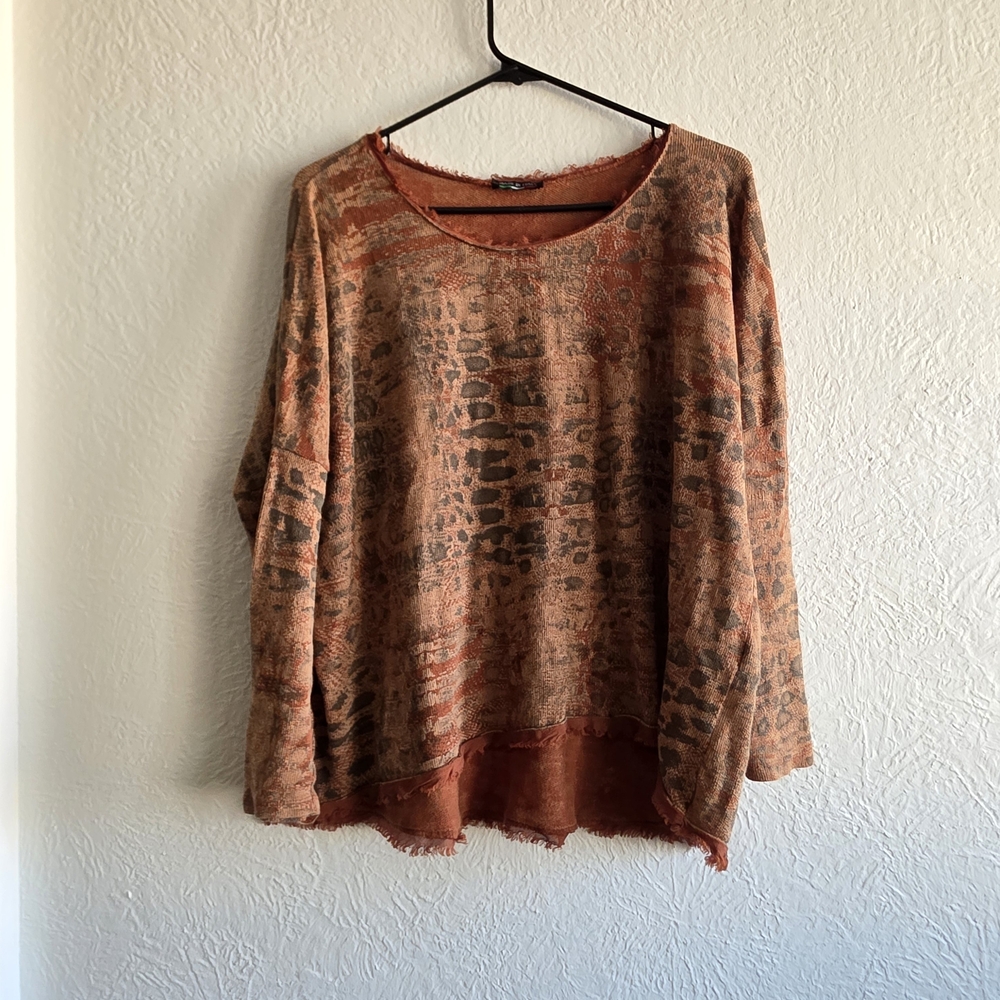 Women's Oversized Animal Print Brown Patterned Top